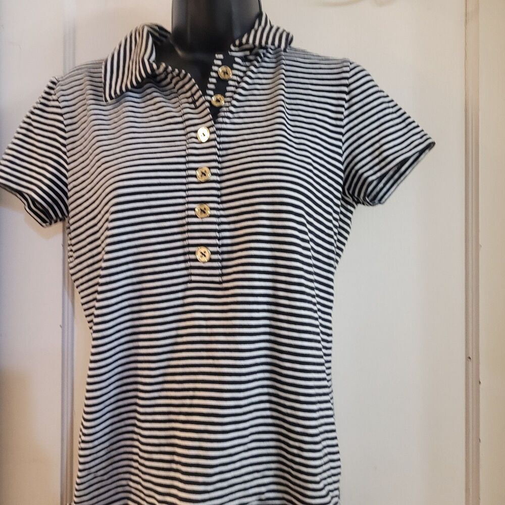 Black and white striped Medium tee Jones New York signature